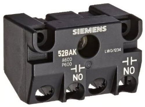 Siemens 52BAK Heavy Duty Contact Block, 1NO Contact, 10/5 A at 600 VAC/VDC Contact