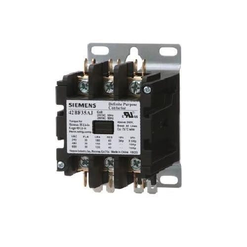 Siemens 42BF35AG Class 42 Non-Reversing Definite Purpose Contactor, 240 V Coil, 30 A, 4NC-4NO Contact, 3 Poles