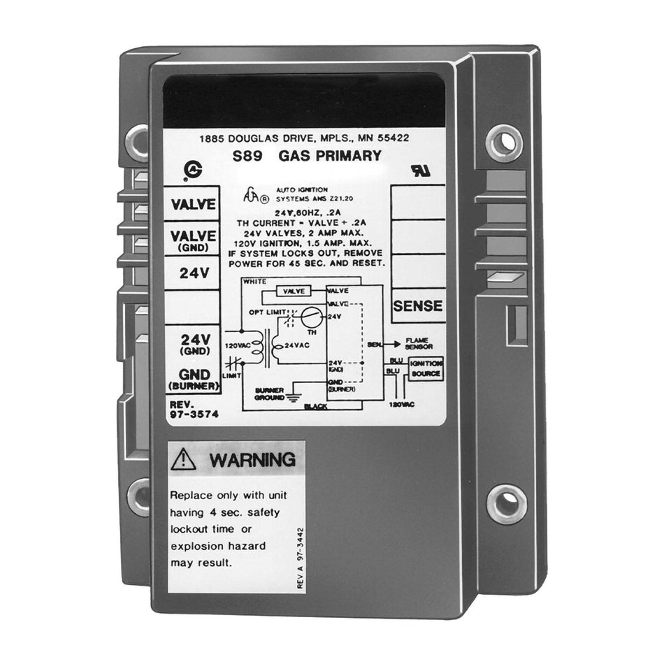Honeywell S89E1058 Two-Rod Direct Spark Ignition Control, 4 Sec Lockout